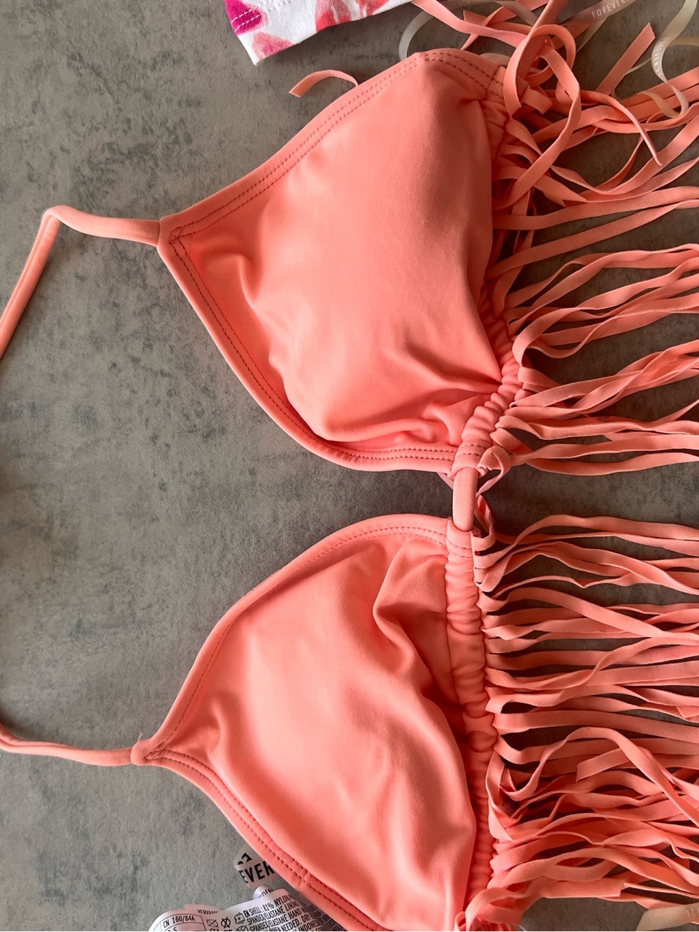 Forever 21 Coral Fringe Bikini Top